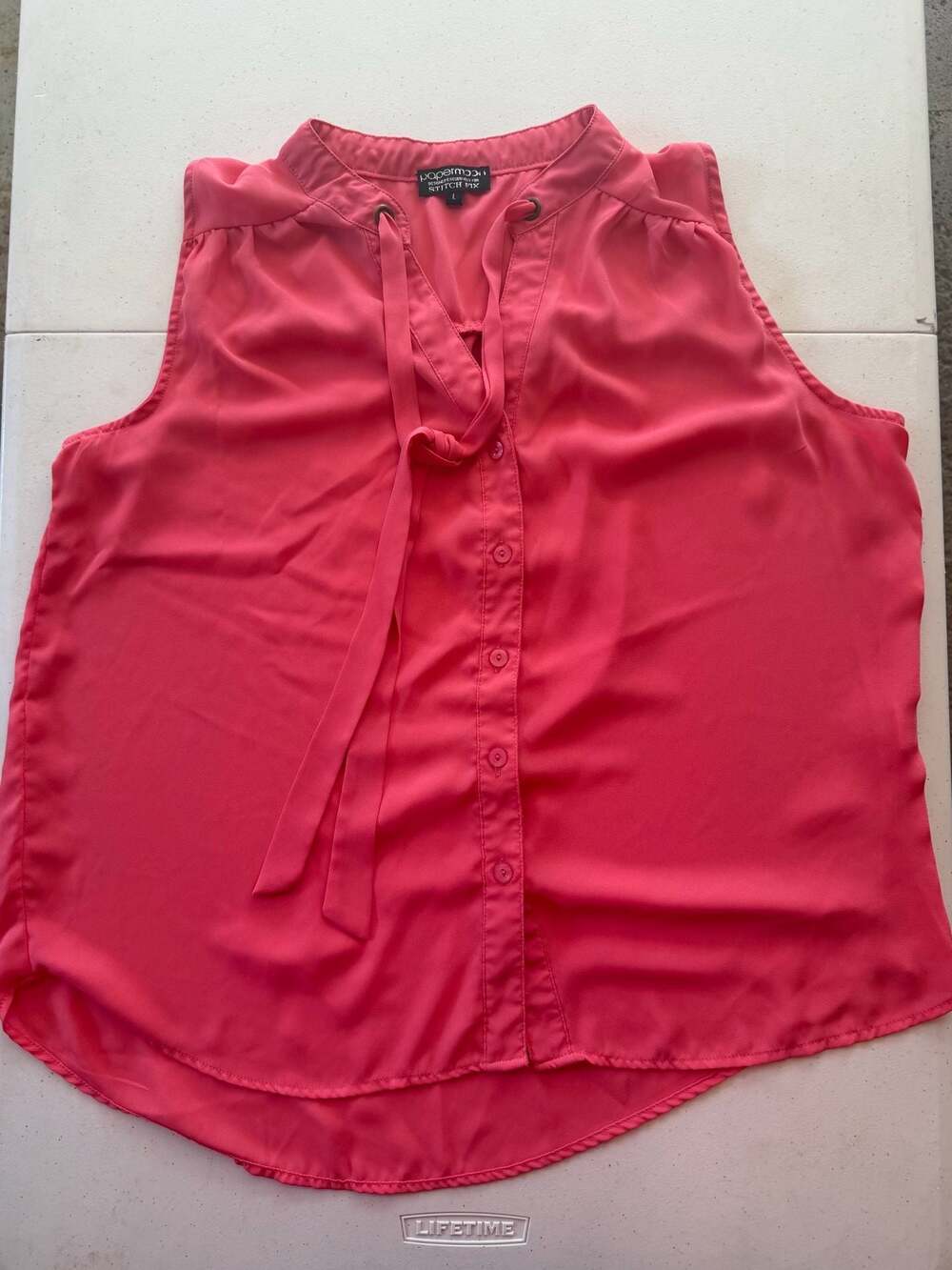 Papermoon Sleeveless Button-Down Tie Neck Blouse